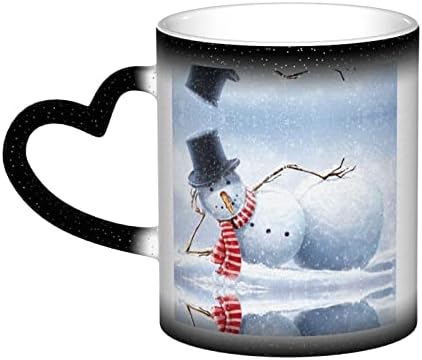 МОЛИЈА Смешни Божиќ Снешко печатени Чаши Топлина Чувствителни Боја Менување На Керамички Кафе Кригла, Млеко Чај Чаша, Празник Роденден