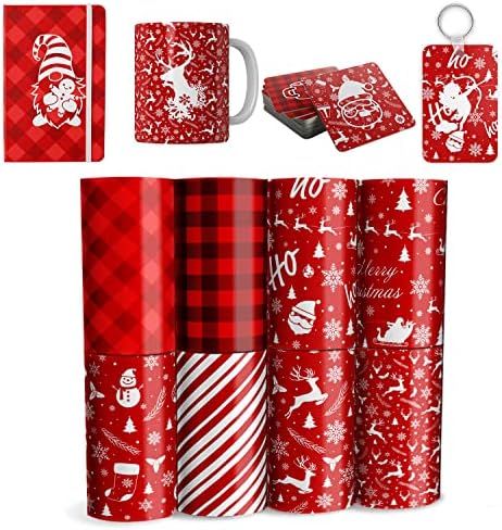 Божиќно-елк-искористен трансфер на мастило-12 x4.5 хартија за сублимација за торби со чаши за маици, 8 парчиња/сет