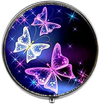 Мода Сина И Виолетова Пеперутка Фото Стакло Пилула Кутија Бонбони Кутија Моден Накит Пријател Подароци
