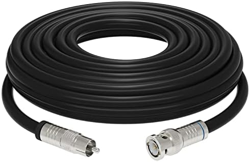 Црна, 25 ft BNC до RCA RG6 кабел - Професионална оценка - машки BNC до машки RCA кабел - BNC кабел - 75 Ohm Coaxial, 50/75 Ohm конектори,