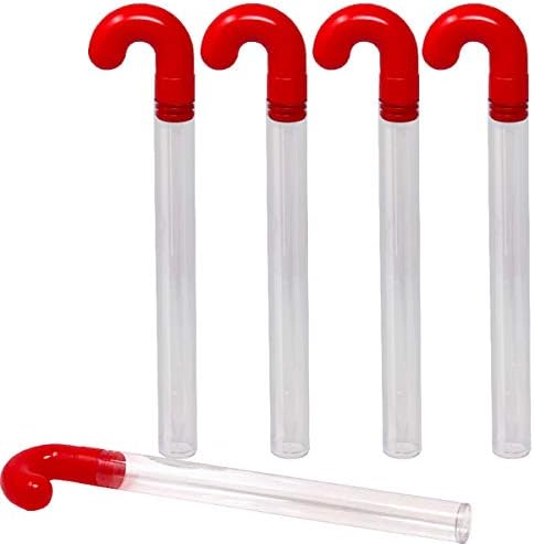 Престиж Увоз Група-Празни Јасни Пластични Празнични Цевки Од Бонбони Со Црвен Топер - 1 х 10 инчи - 5 Пакувања