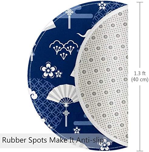 Хеое јапонски кинески фанови, цвеќиња од облак, не -лизгање 15,7 тркалезни теписи теписи килими за деца спална соба бебе соба игра Расадник
