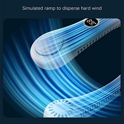 Atinetok 360 ° Cool -Ing LED дигитален дисплеј USB -вентилатор за носење - 5 брзини на ветер што висат без лисја за извртување на