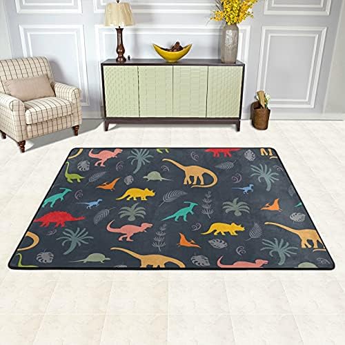 Големи меки килими со диносауруси Силуети расадник Племамат килим за деца за деца кои играат соба за спална соба 3 'x 2', килим за домашни