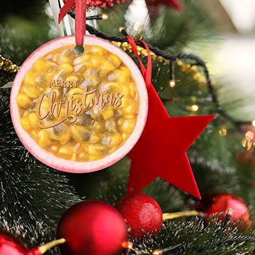 Страст овошје Божиќни украси закуска со овошје од овошје за новогодишни елки, керамички круг персонализирани Божиќни украси 2022 година