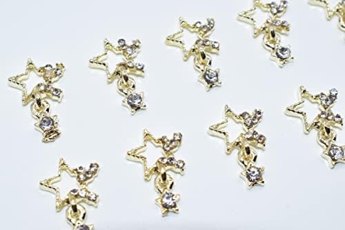 СПАСУВАЊЕ 10 парчиња Ѕвезда Шарм На Ноктите Со Сјајни Кристали Метален Накит За Нокти Висат Кристална Ѕвезда Нокти Уметност Скапоцени Камења За