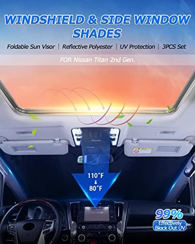 Karltys компатибилен со Sunshades Nissan Titan -2023 Додатоци за ветробранот на шофершајбната предната страна на седиштето на
