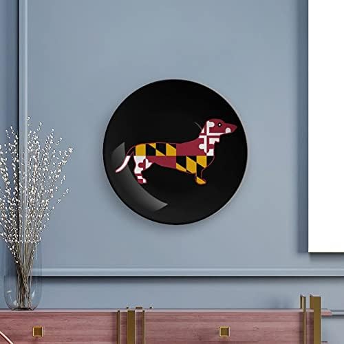 Декоративна чинија со знаме на Мериленд, декоративна чинија, керамичка чинија Коска Кина плоча со приказ за свадба декор за забава