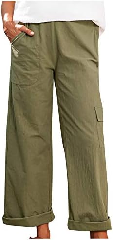 Miashui жени обични панталони со големина 14 панталони со комбинезони со долги жени со повеќе џебови панталони за жени случајно лето