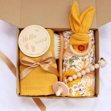 Кутија за подароци за бебиња. Baby Baby Muslin Swaddle Carbet and Milestone Card, прилагодена кутија за подароци за новороденчиња. Подароци