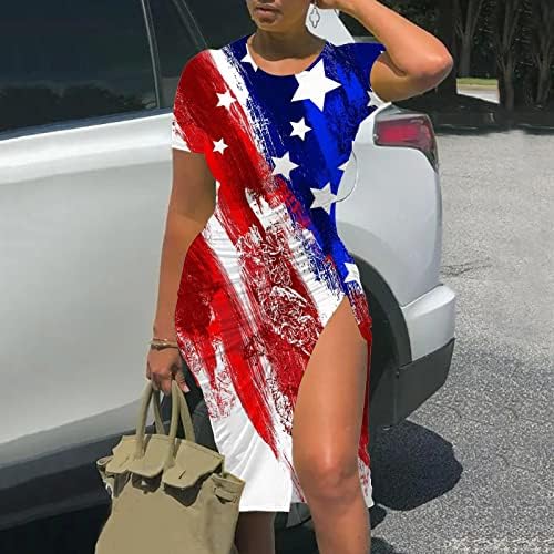 МИАШУИ Лето В Фустани За Вратот За Жени Денот На Независноста Жени Обрасци На Американско Знаме Обични Женски Фустани Со Врвки