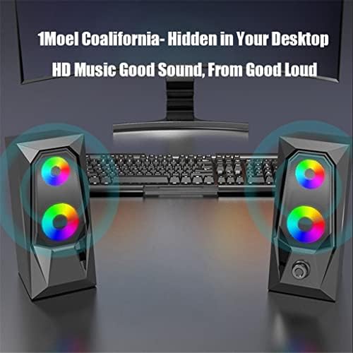 LXXSH Компјутер Звучник Компјутер Звучник 7 Бои LED Ефект Звук Прозрачна RGB Десктоп Компјутер Аудио