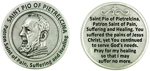 Лумен Мунди Покровител на заздравување на Свети Пио од џебниот знак на Пиетрецина со молитва назад