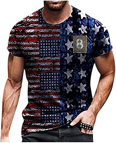 Кошули за мажи летни летни обични 3D печатени кратки ракави со тркалезен врат врзан маица маички кошули за мажи