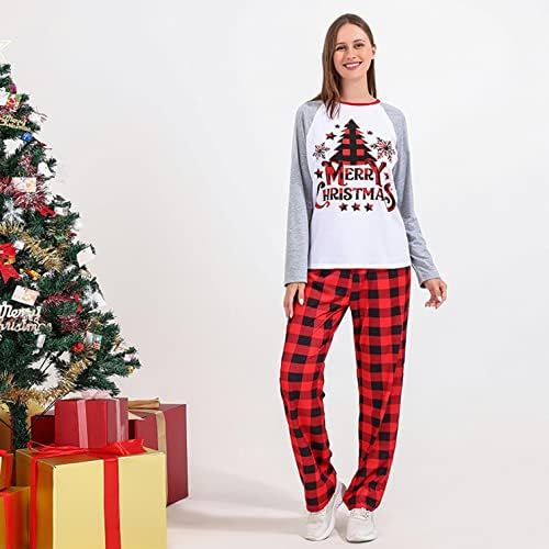 Семејни пижами Божиќни памучни пижами, Божиќна облека за спиење на Божиќ со кучиња Среќна Божиќна пижама поставува ѓ