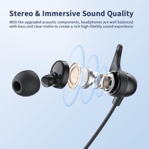 Џојвајз Блутут Слушалки Безжични Слушалки Со 52 часа Играње, Bluetooth 5.3 Слушалки Безжичен Bluetooth Лента За Вратот,IPX7