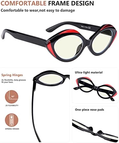 Очила 4-пакет Очила За Читање Сина Светлина Блокирање Овални Жени читатели +2.00