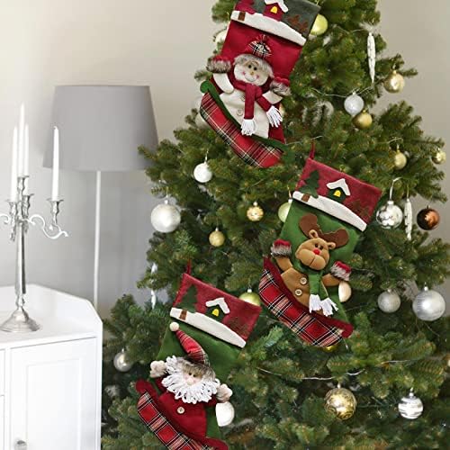 Божиќно порибување Големи Божиќни чорапи Декорација Дедо Мраз Снежајд ирваси Порибување Божиќни украси и забавни додатоци Кристал виси украси