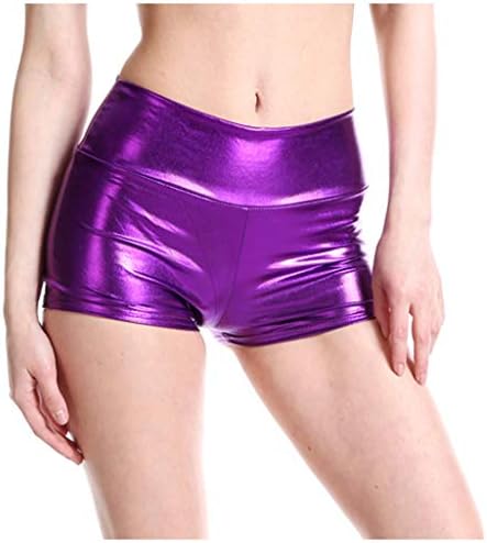 MGBD женски faux кожни шорцеви ноќен клуб диско -пуп -шорцеви секси мини жешки панталони перформанси забава танцување метални шорцеви