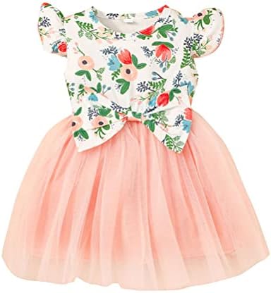 Летно дете бебе девојки едно парче лак предиво здолниште цветно принцеза облекување облека облека