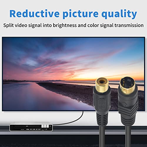 Poyiccot 4Pin S-Video to RCA кабел, 2-пакет S видео до композитен кабел за видео адаптер, Mini DIN 4 PIN VIDEO MALE TO RCA Femaleенски S-Video