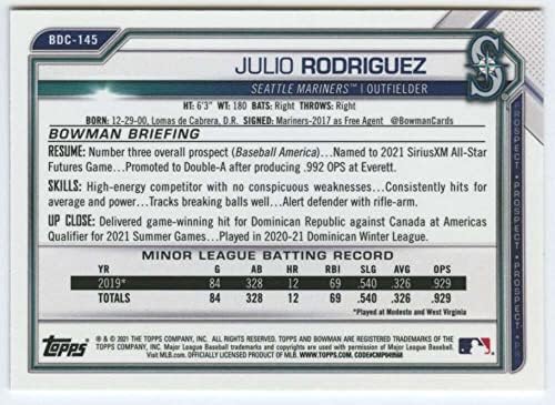 2021 Bowman Chrome Draft BDC-145 Julio Rodriguez RC Rackie Сиетл Маринерс МЛБ Бејзбол Трговска картичка