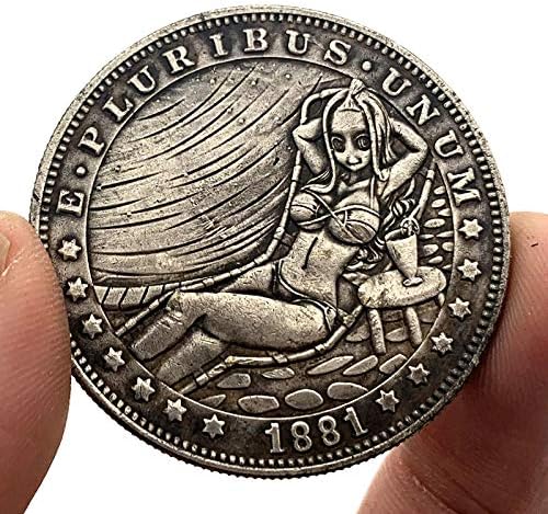 1881 година залутана монета Мала Лори убава девојка омилена монета комеморативна монета сребрена позлатена биткоин среќа со колекционерска