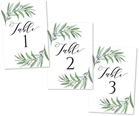 1-25 зеленило еукалиптус Број на табела со двострани знаци за свадбен прием, ресторан роденденска забава калиграфија печатена нумерирана картичка