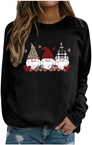 Божиќни џемпери во Возвали за жени слатки печати од Дедо Мраз Обични кошули лабави џемпери со долги ракави, џемпери за џемпери