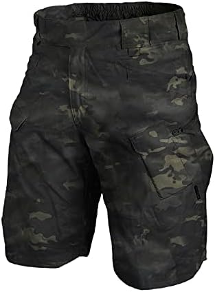 Венкомг1 машки шорцеви, 11 инчи водоотпорни на отворено пешачење риболов мулти-џебови рипстоп еластична работна облека за половината