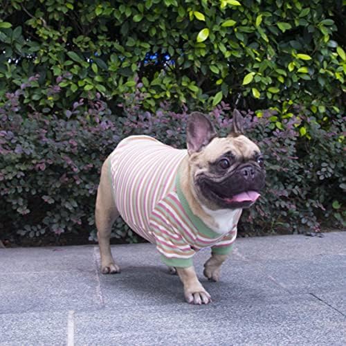 Ichoue Француски булдог Висока истегната маица облека за средни кучиња француски пикап англиски питбул бостон териер светло зелена лента - м