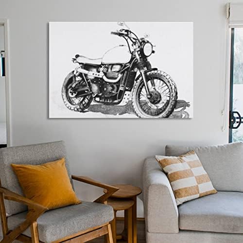 Црно-бела скица на моторцикл постер апстрактен постер платно за сликање постери и отпечатоци wallидни уметнички слики за дневна соба декор