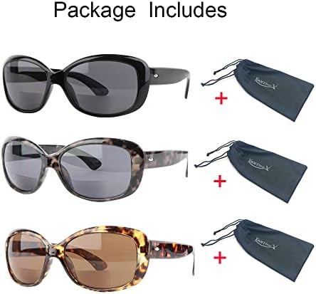 Исорисокс Очила За Сонце бифокални За Жени, 3 Пакети Вградени Очила За Читање Читатели На Отворено