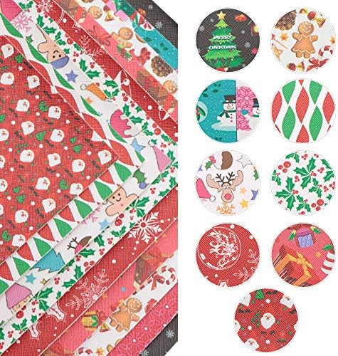 Дејвид додатоци Божиќни Снежни Подароци Печатени Кожни Чаршафи Ткаенина Назад 9 парчиња 8 х 13 За Изработка На Чанти Изработка