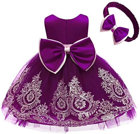 Чипка цвет девојка bowknot туту фустан за деца бебе крштевање крштевање причест роденденска забава венчаници+глава облека