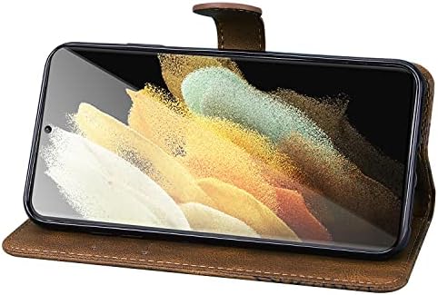 QIVSTAR Случај За Samsung Galaxy S23 Плус 5G, Гроздобер Дизајн Врежана Пеперутка Кожа Паричник PU Кожа Книга Стил Schackproof Случај Покритие За Samsung Galaxy S23 Плус Браун CY3