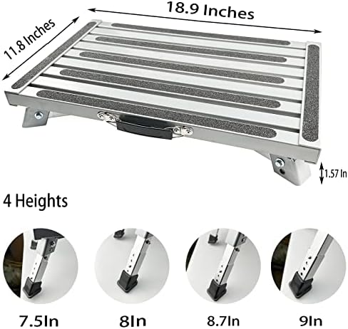 Ceriseyy Security RV чекори, прилагодлива платформа за преклопување на висината, чекор со нелизгачки гумени стапала, рачки, рефлексивни
