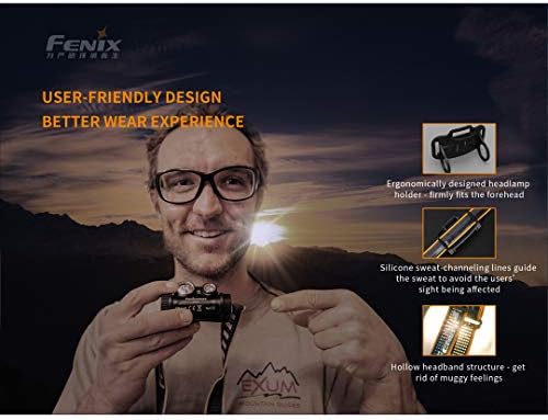 Fenix ​​HM65R 1400 Lumen Dual Beam USB-C на полнење на фаровите со две батерии со висок капацитет и организатор на Lumentac
