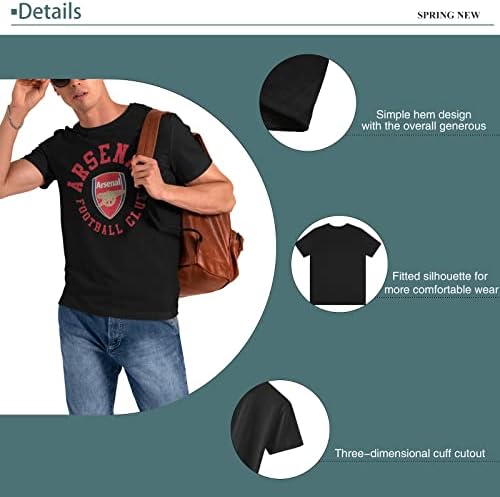 Арсенал Ф.Ц. Кошула машка памучна маица класична удобна кошула со кратки ракави Нова улична облека Harajuku маичка врвна црна боја