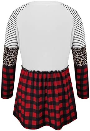 Flekmanart есен џемпер за жени o врат со долг ракав кариран печати симпатична графичка тунична пуловер тинејџерски девојки y2k облека