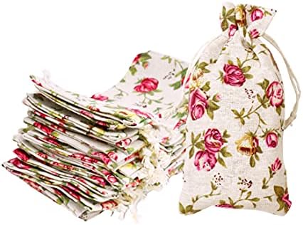Мандала занаетчиски розови вреќи за влечење - цветни торби за подароци - торби за цветни постелнина со мали торбички за свадбени забави
