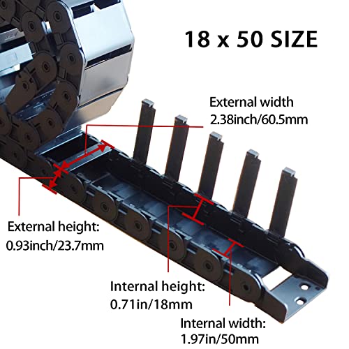 39,3 инчен кабел за влечење на ланецот R28 18x50mm пластично црно внатрешно отворено за мелница за рутер за ЦПУ и 3Д печатач, со дополнителни