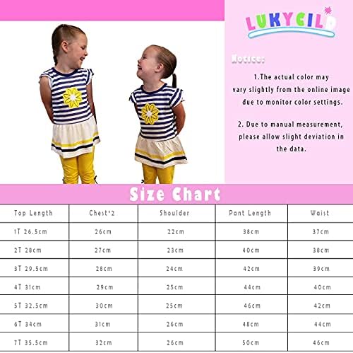 Лукицилд бебе девојчиња летна облека Обична облека костум со кратка ракав шарена маица +панталони
