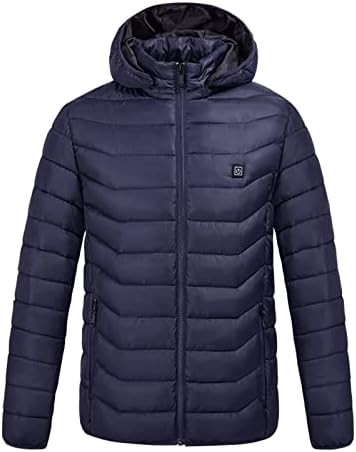 YmosrH јакни за мажи мода загреана палто јакна со качулка за греење зимски термички потопло јакни за дожд водоотпорен водоотпорен