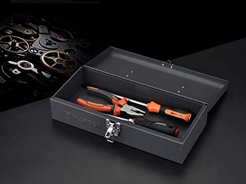 Едвард Алатки Метална алатка за алатки - Тешка преносна кутија со алатки со фиока за организатор и рачка - цврсти метални брави за заклучување
