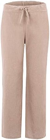 IYYVV жени постелнина со висока половината долга цврста боја плус големина широка нога јога панталони