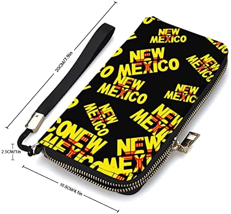 Знаме на ново мексико Wrist Clutch Wallet for Women Zipper Around Phone Long Purse with Card Holder