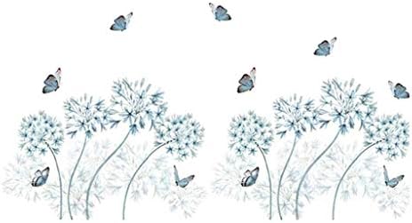 ПДЏГ 17070см Летечка Пеперутка Сина Глуварче Ѕидни Налепници Винил Цвеќиња Мурални Уметнички Налепници Домашен Декор Самолеплива Пвц