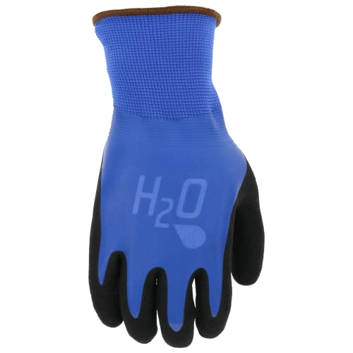Кал кобалт сина h2o двојно натопена целосна латекс обложена палма градинарски ракавици, водоотпорни, трајни, микро површински дланка, кобалт