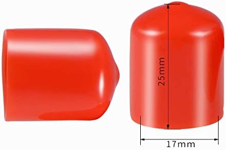 Заштита на конец за завртки PVC гума гума тркалезна цевка капа капаче за покривање на еко-пријателски црвен 17мм ID 50 парчиња